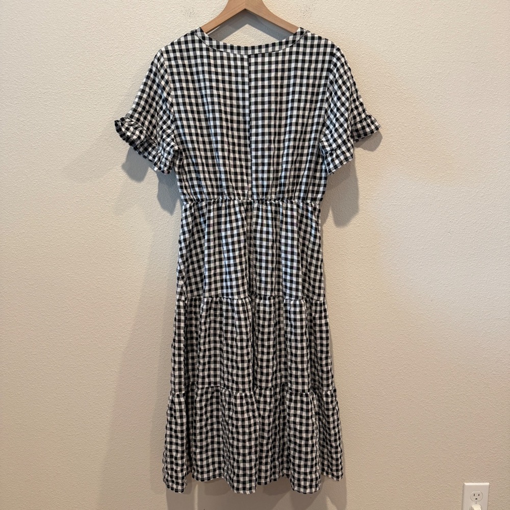 ECOWISH Womens Dress Gingham Cottagecore Picnic Boho Tiered Midi Large - Picture 5 of 8